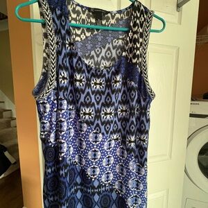 INC International Concepts Purple, Blue & Black Patterned Tank Top
